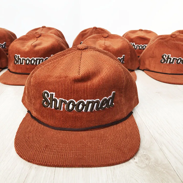 Индивидуальные органические вельветовые 5 панелей веревка Snapback шапки патч бирка с вышивкой