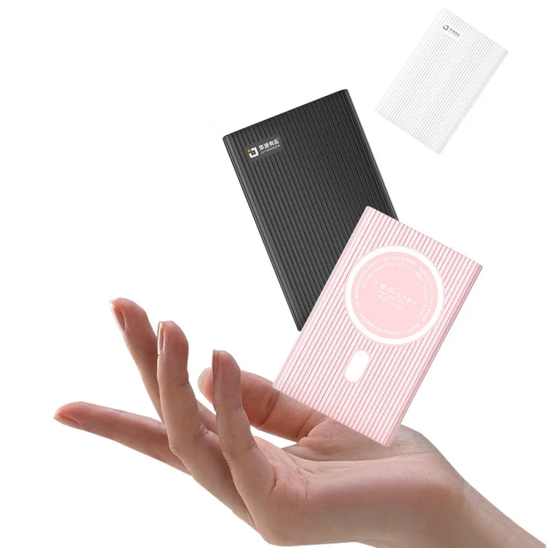 2 In One Mini Ultra Thin Slim 15W Fast Charging Magnetic 15W 5000 Mah Wireless Charger Power Bank With Wireless Charging