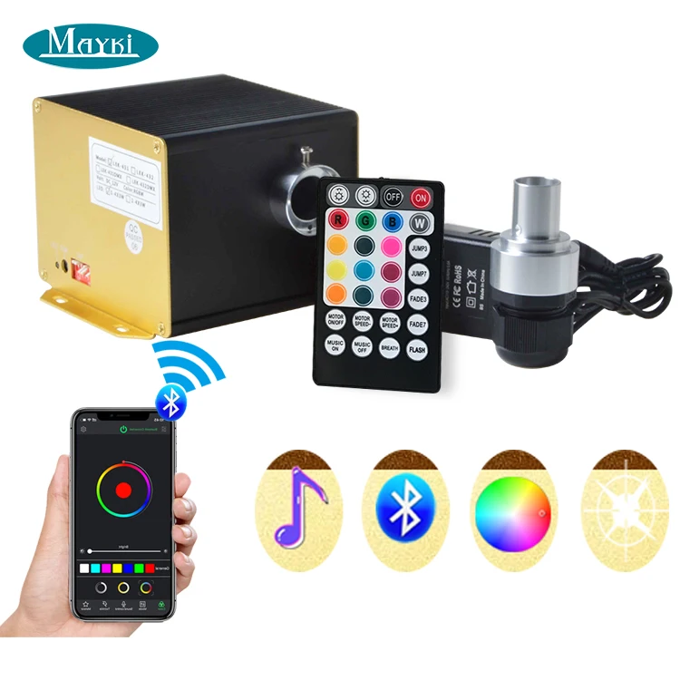 Mayki 12W RGBW Мерцающий СВЕТОДИОДНЫЙ волоконно-оптический световой двигатель с управлением через приложение