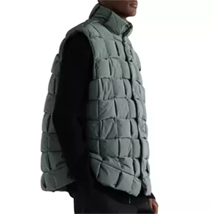 Custom Men Quilted Shell Down Boxy Profile Gilet With Funnel Neck Vest