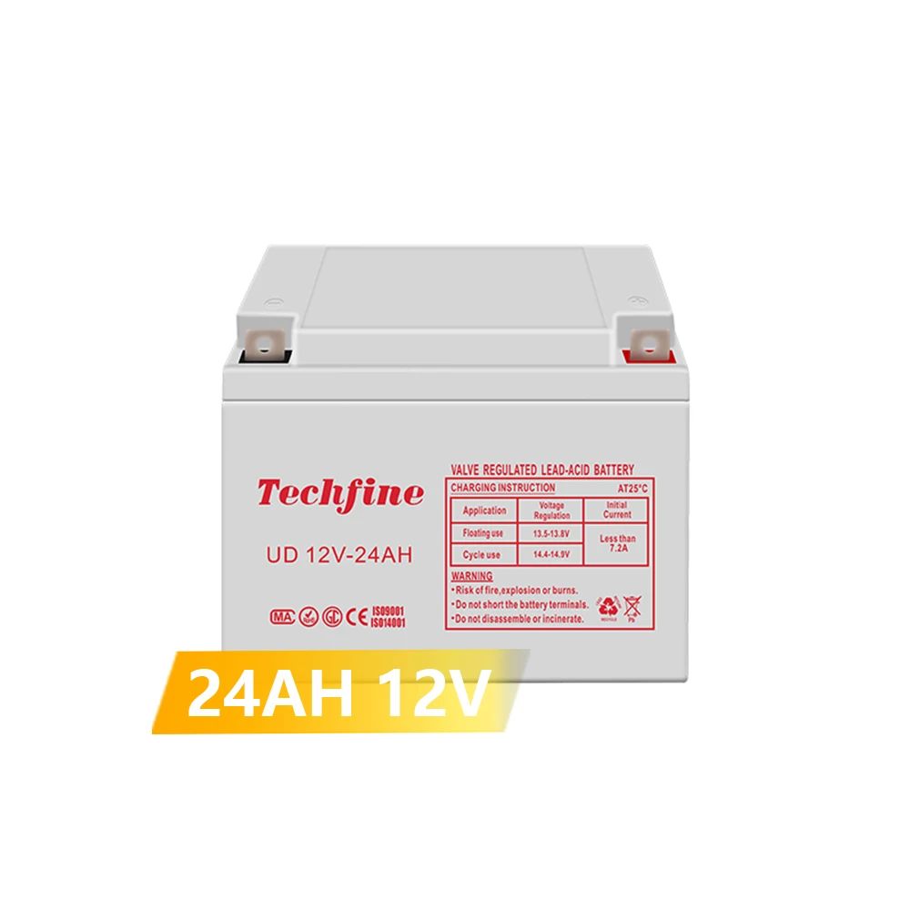 Высококачественные герметичные батареи Techfine 12 В AGM, солнечная батарея 24 Ач