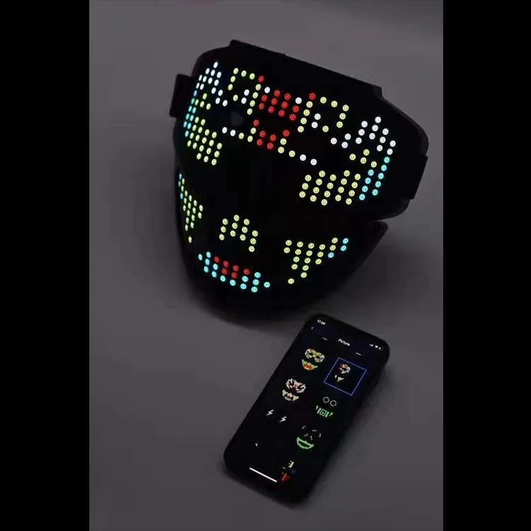 Самая крутая светодиодная маска для Хэллоуина APP 2022 с программируемым Bluetooth-совместимым костюмом косплея вечеринки маскарада подсветкой