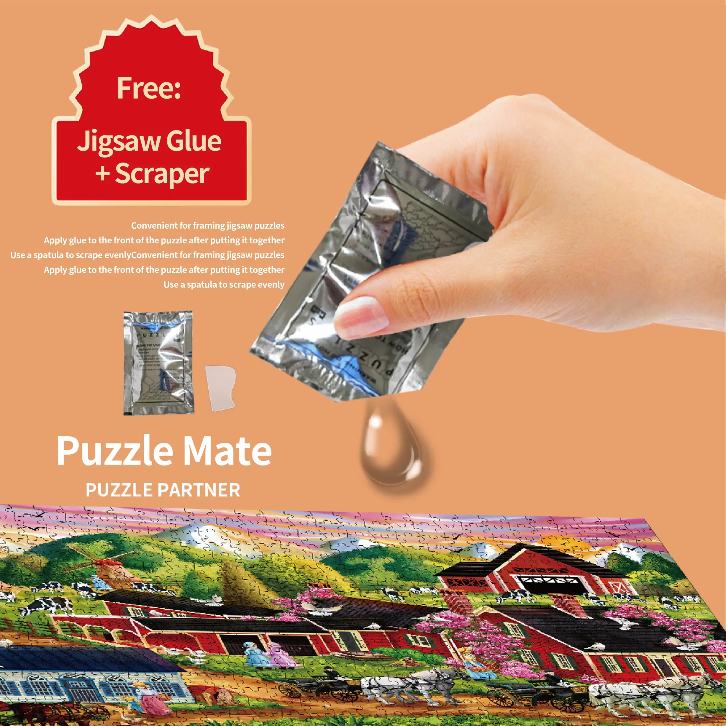 Wholesale Gift Box Beautiful Rural Town Oil Painting Puzzle 1000 Pieces Gift Box Set Jigsaw Puzzles For Adult