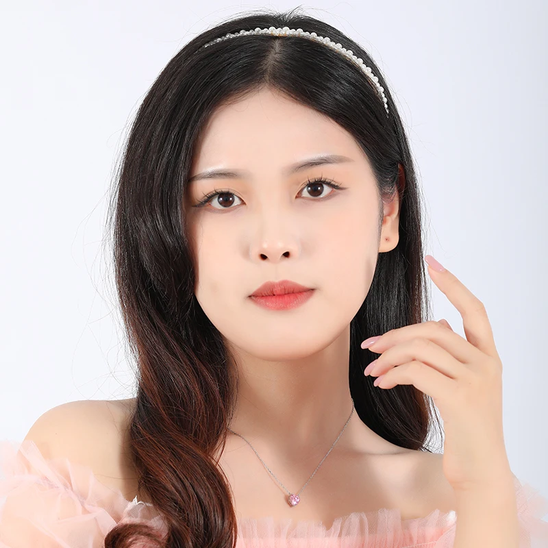 Cartoon Style 925 Sterling Silver 18K Gold Plated Women Pink Zircon Diamond Love Heart Shape Pendant Necklace