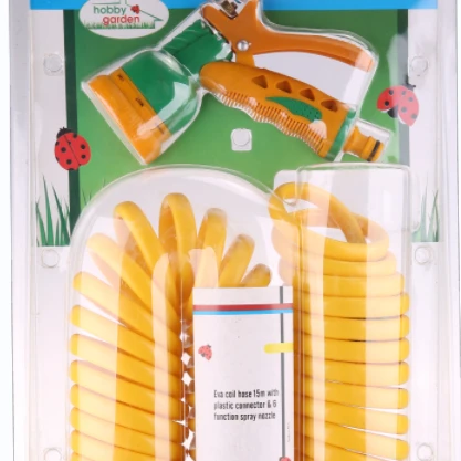 Garden water delivery EVA recoil garden pipe hose with  6 function spray gun