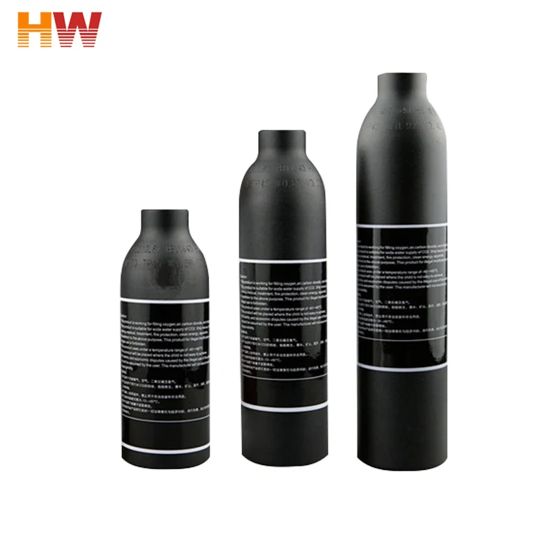 Hw 0.45L маленькая черная алюминиевая Экструзионная бутылка медицинский кислород CO2 азотный газовый баллон