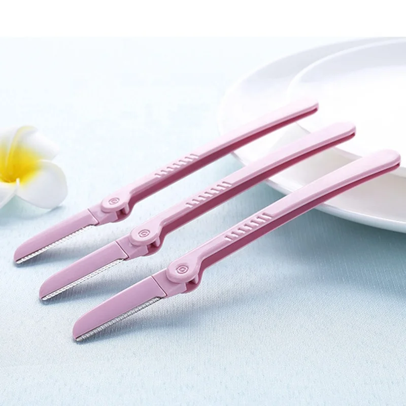 
3Pcs/Pack Pink Eyebrow Trimmer Armpit Hair Razor Beauty Face Eyebrow Shaver Stainless Steel Blades Makeup Tools 