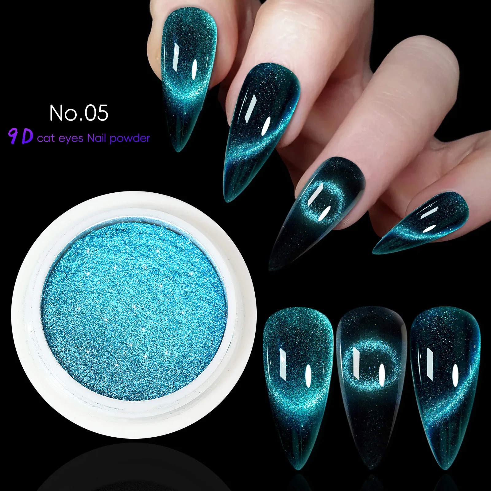 Cat Eye Chrome Nail Powder  Magnetic Powder 9D Cat Eye Effect Mirror Effect Pigment Dust Magic Galaxy Holographic Effect Glitter