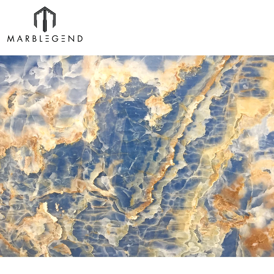 Interior feature wall cladding luxury decorative slabs blue onyx marble for villa