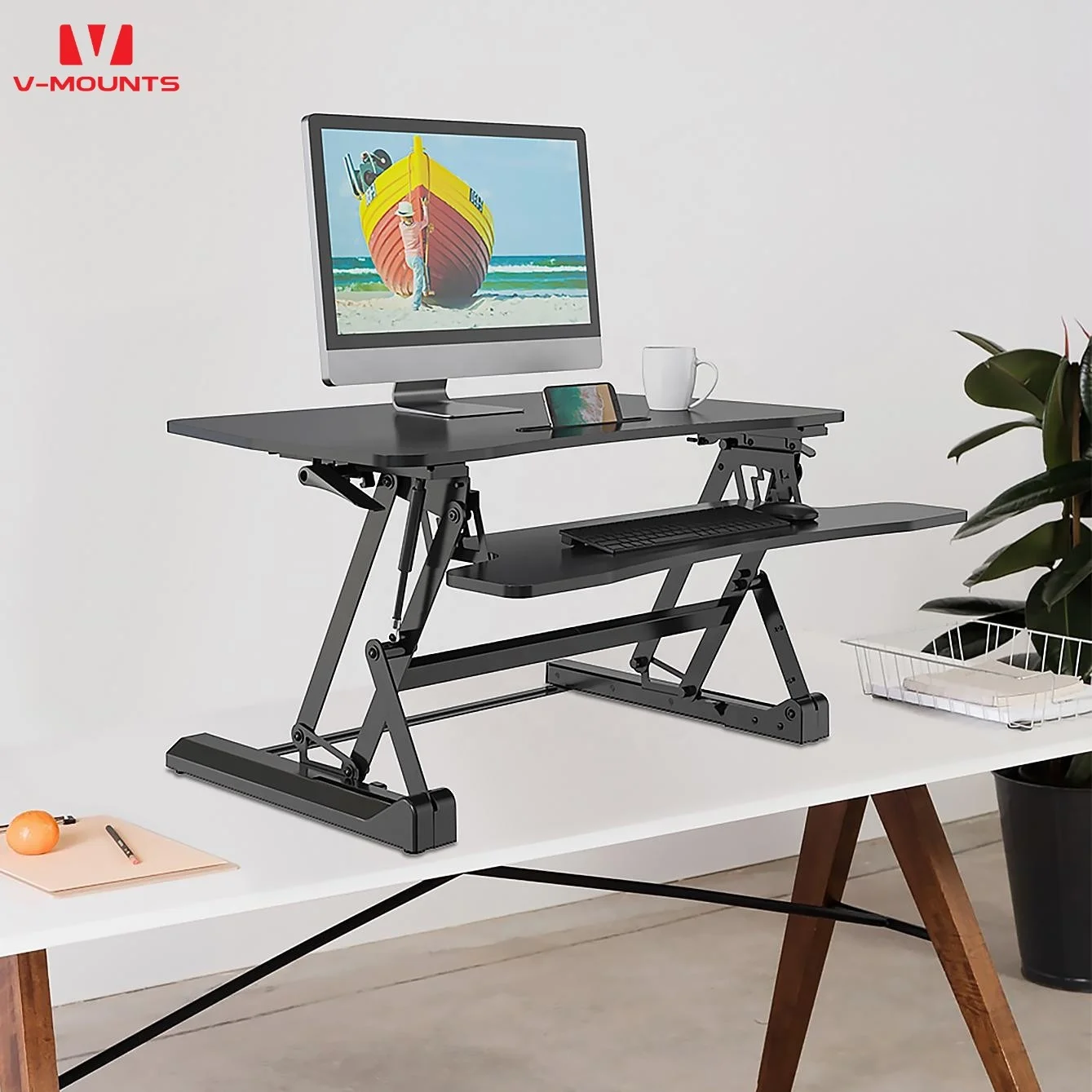 V-mounts Modern Standing Laptop Angle Adjustable Office Corner Computer Desk