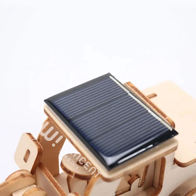 Solar Energy Running Bulldozer Wooden 3D Puzzle DIY Toy Gift Box Plywood,wood En71,ce Wincent Solar Power Unisex 120 19*9*8.5cm