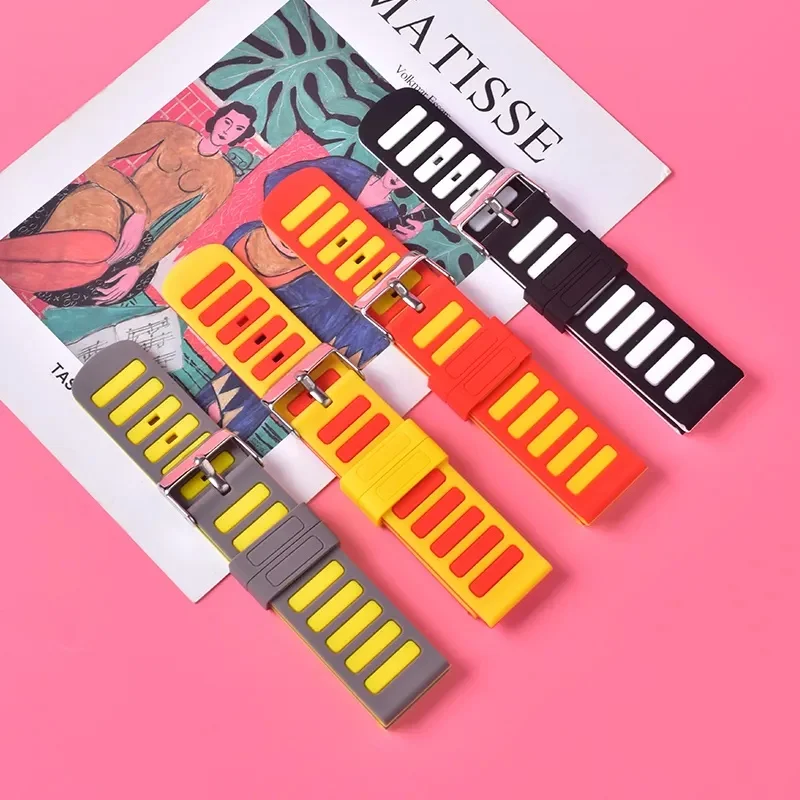 Factory Custom logo ocean Silicone Rubber Watch Band Strap 22mm for fitbit garmin amazfit samsung xiaomi redmi smart watch