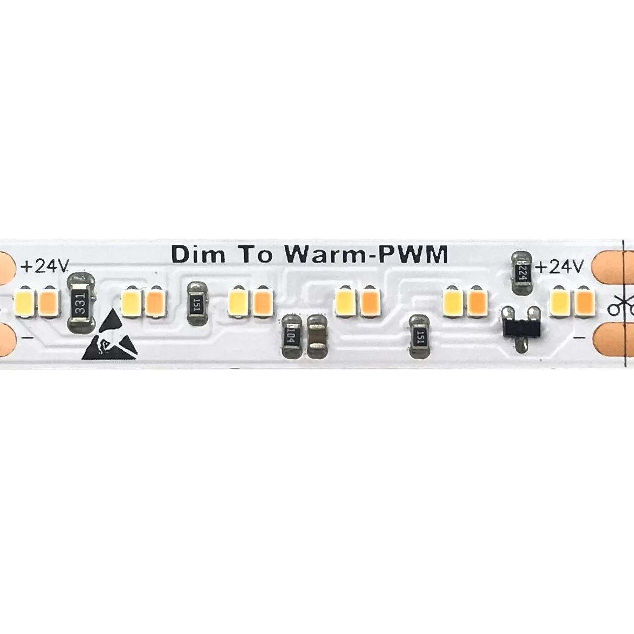Dim to Warm LED Strip 24V color &Brightness will automatically become warmer from 1800K to 3000K and from 0% to 100%