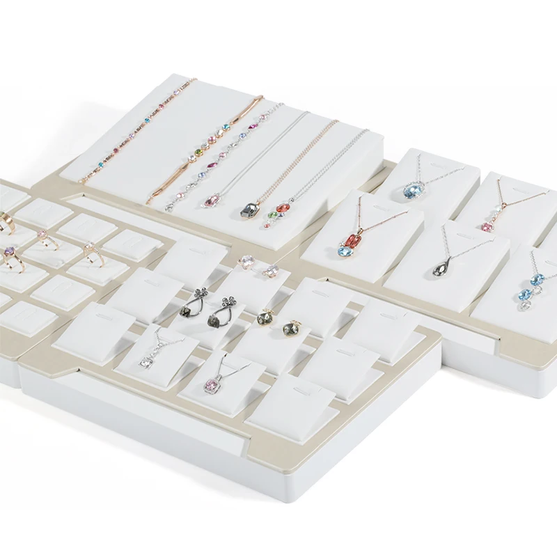 DIGU PU leather jewelry display stand earrings display props jewellery ring pendant necklace storage display tray