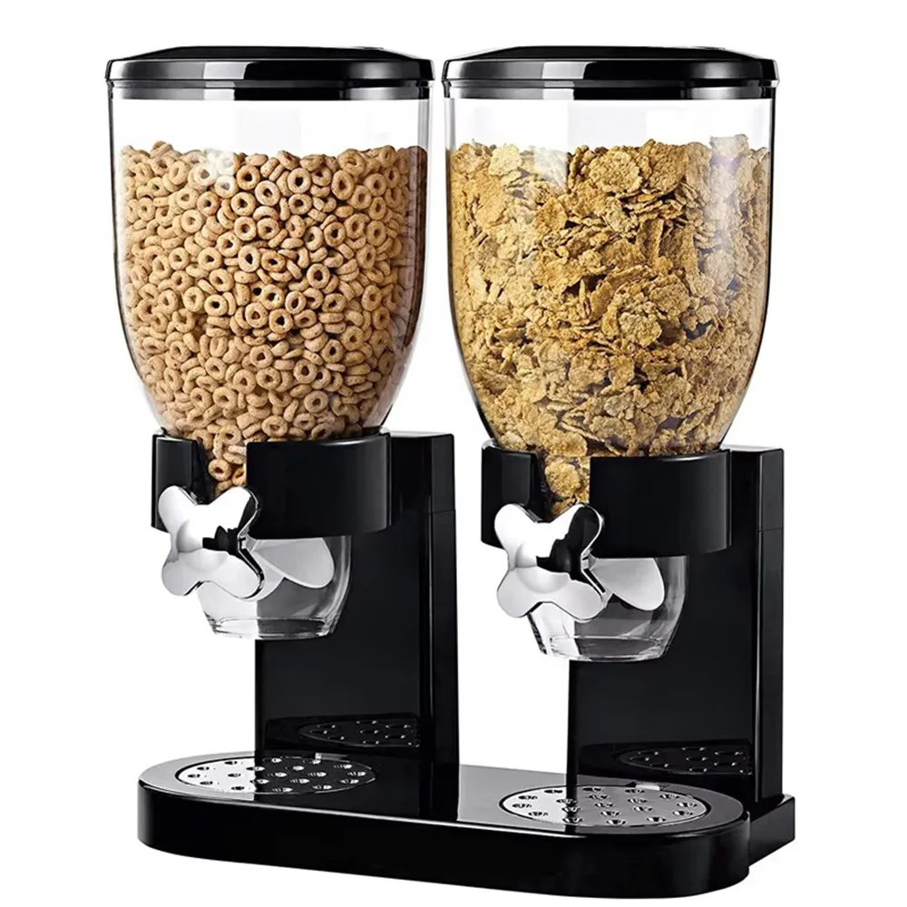 Double Plastic Dry Food Dispensers Cereal Candy Dispencers Dry Food Dispenser Container For Kitchen