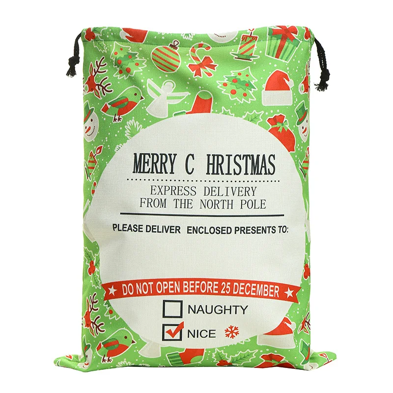 Promotional Wholesale Personalized Christmas Gift Bags Candy Bag Monogram Christmas Santa Sacks