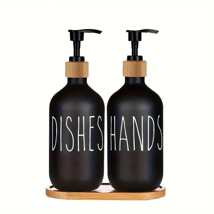 Wholesale 250ml 500ml Boston Round Hand Shampoo Bath Lotion Dispenser Glass Pump Bottle with Pump