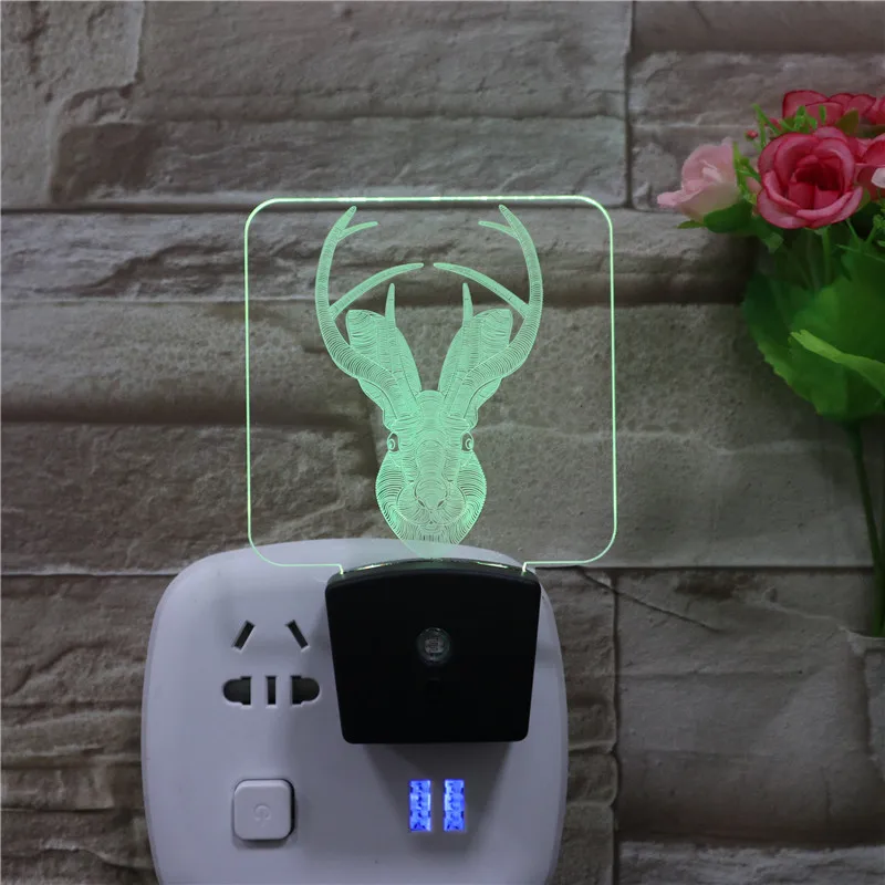 7 Colors Change Creative Kid Gift Heart Shape USB Plug In Acrylic 3D Led Night Light