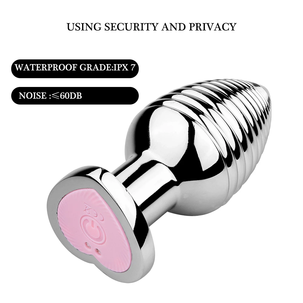 Wireless Remote Control Adult Anal Plug Vibrator Heart Base Metal Vibrating Butt Plug Sex Toys for Women and Men