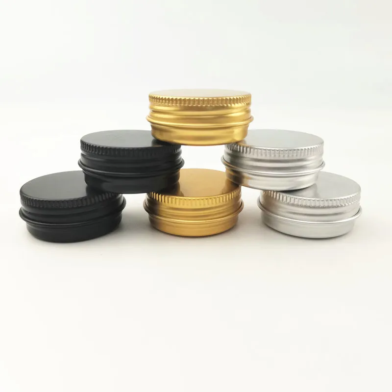 
0.5oz Black Aluminum Tin Container 15g Empty Aluminum Jar with for Skin Care Cream 