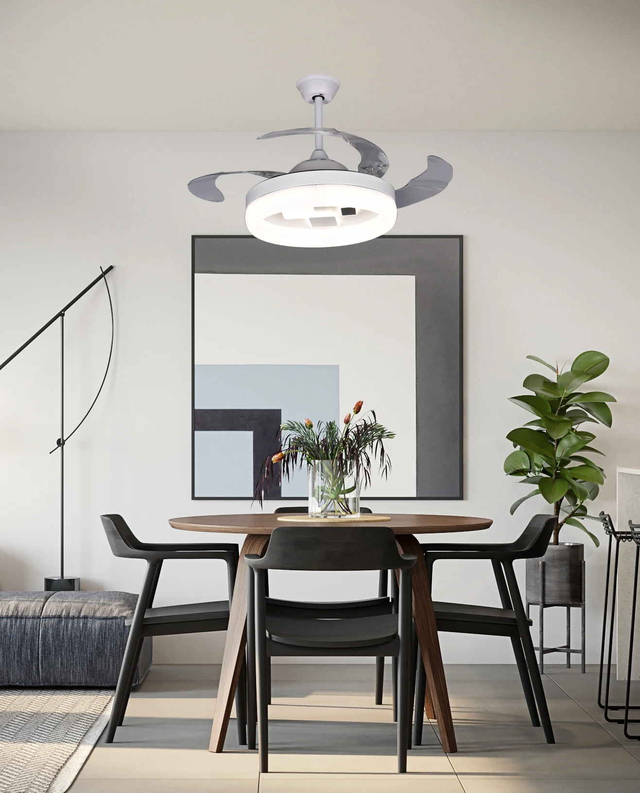  Современный Невидимый вентилятор светодиодный потолочный с 4 лопастями для гостиной спальни