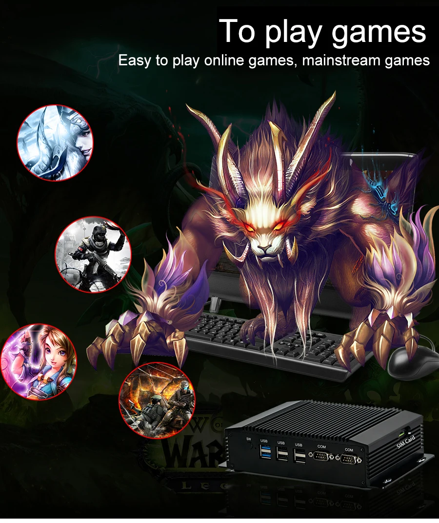 4GB DDR3L J1900 industrial pc RAM DC 12V 6COM fanless case Dual LAN support ACPI mini industrial pc