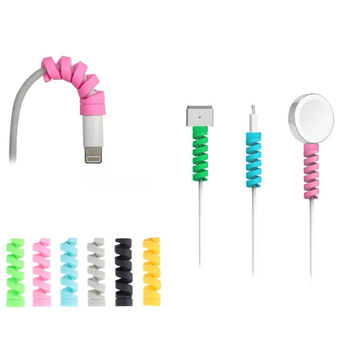 Silicone Data Line Charger Spiral USB Cable Protector for iPhone Charging Cable Protection