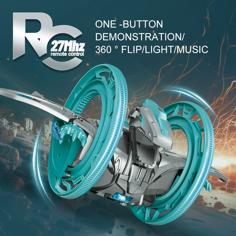 Two wheels RC stunt car rock crawler RC car 360 degree rotating rolling stunt car with cool light and music