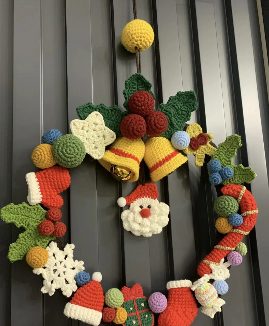 Best Price Crochet Christmas Pendant Merry Christmas Tree Decor Santa Claus Bell Xmas Hanging Pendant Handmade Knitted Christmas