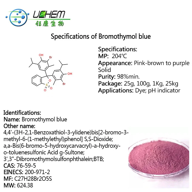 
Factory supply Bromothymol blue CAS NO 76-59-5 pH indicator 
