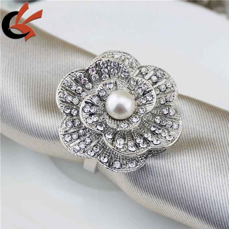 Wholesale Crystal Flower Rhinestone Table Decor Wedding Napkin