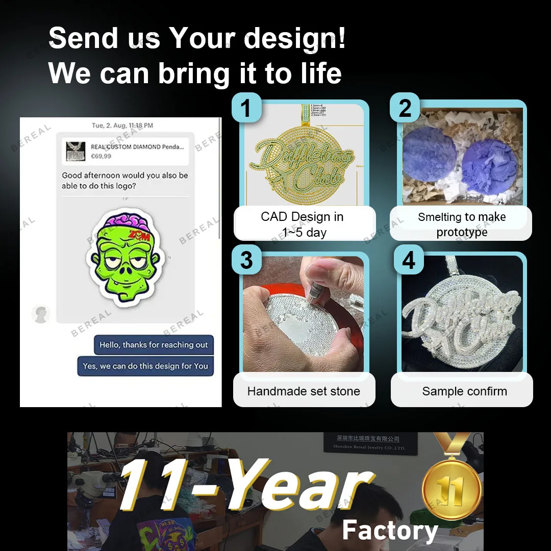 Bereal Jewelry Hip Hop  Iced Out 925 Sterling Silver D Color VVS Moissanite Diamond Custom Jesus Pendant For Necklace