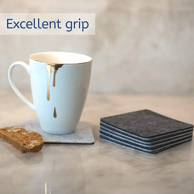 minimalist modern design felt coaster fast shipping grey coaster sets custom 3mm thickness 10cm polyester coasters