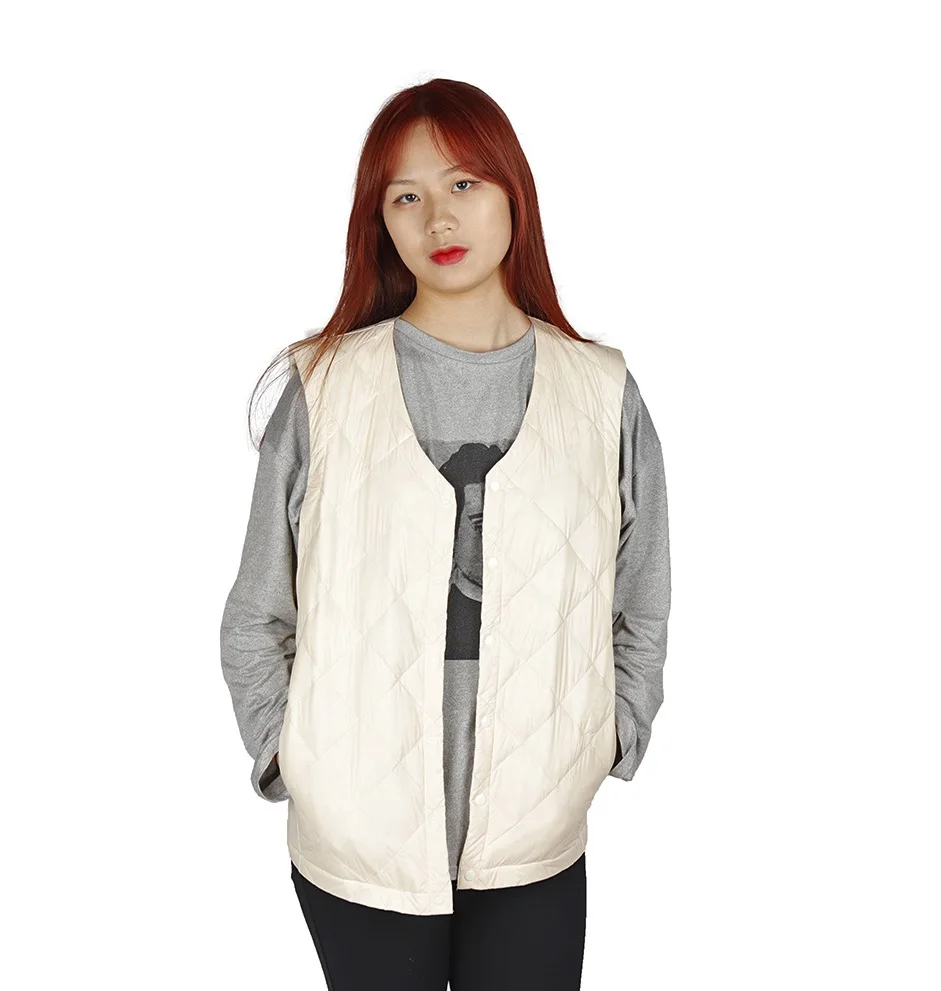 
Preferential price polyester fiber casual sleeveless off white down vest 
