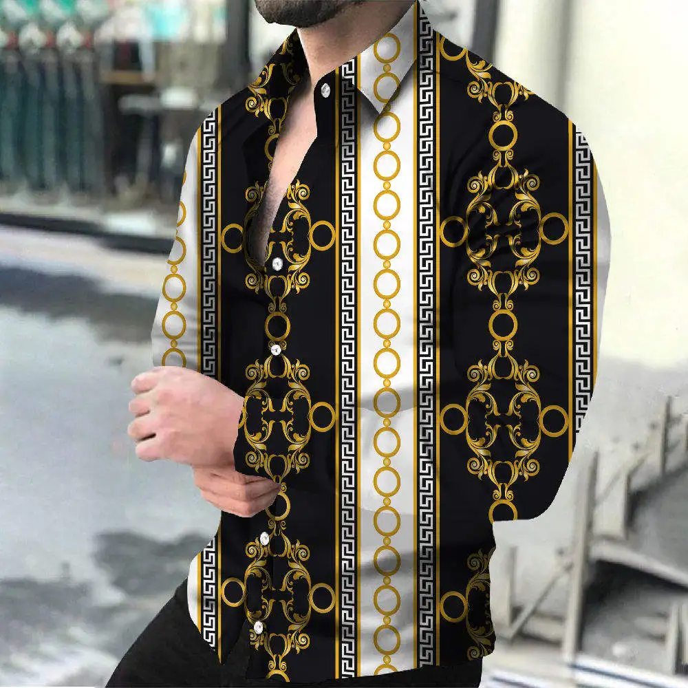 Fashion Hawaiian Shirts Custom 3D Print Long-sleeved Casual Mens Summer beach Shirts