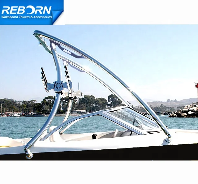 Reborn Aluminium Elevate Wakeboard Tower Shining Polished Boat Tower