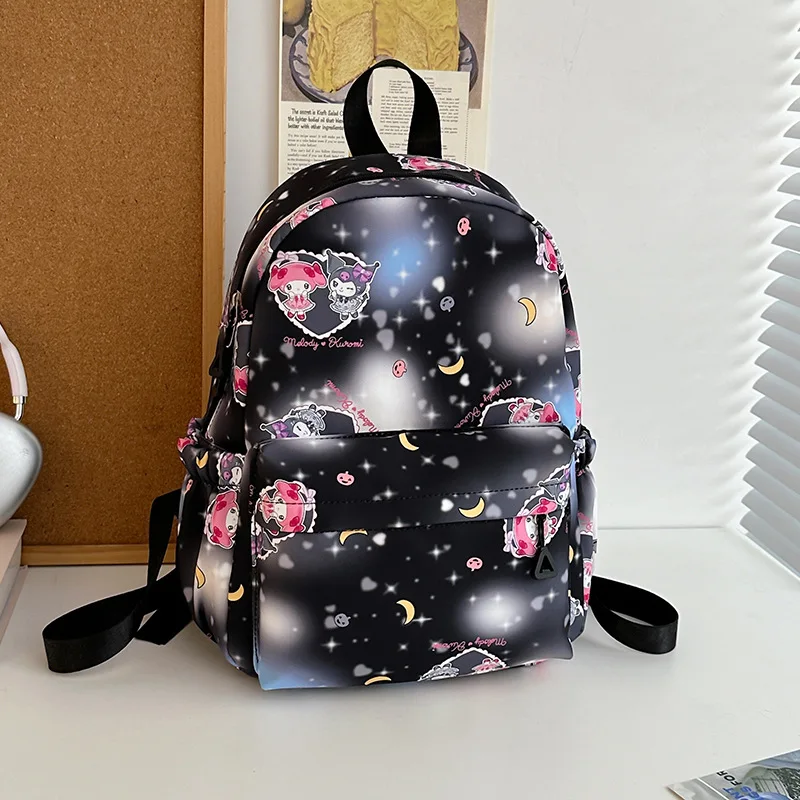 Kawaii Kuromi Bookbags Melody School Bags Cinnamoroll Starry Sky Nylon Full Print Girl Backpacks
