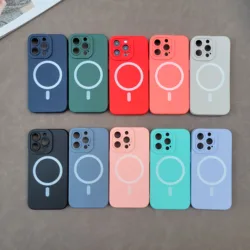 Leyi Liquid full corner protect covers 360 silicone soft microfiber magnetic for Magsafe phone case for iPhone 14 pro max plus