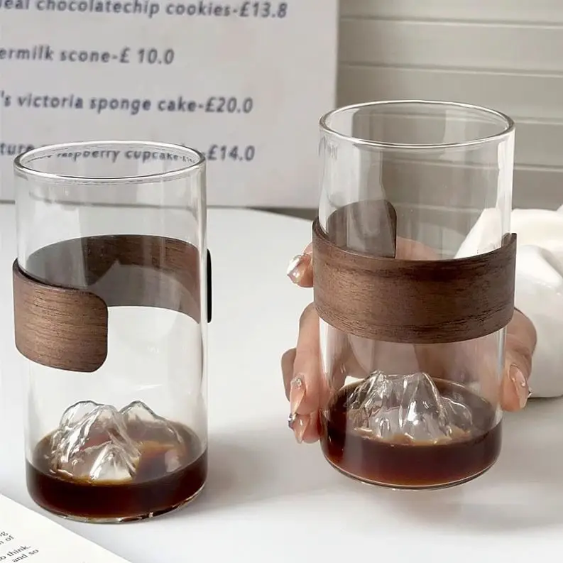 Retro Mountain Hanging Coffee Cup Windshield Washer Fluid Heat Insulation Cup Hand Punch Latte Tea Cold Drink Glass Cup