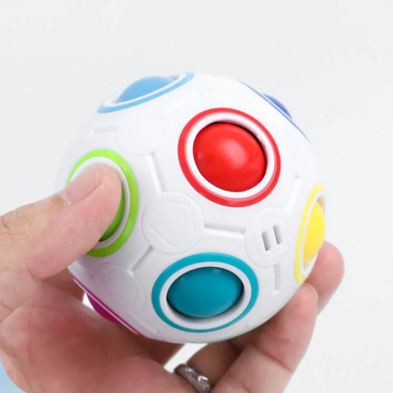 The Magic Rainbow Ball Toys Low Price Wholesale Brain Training Magic Cube Stress Relieving Gift Decompression Finger PVC Toys