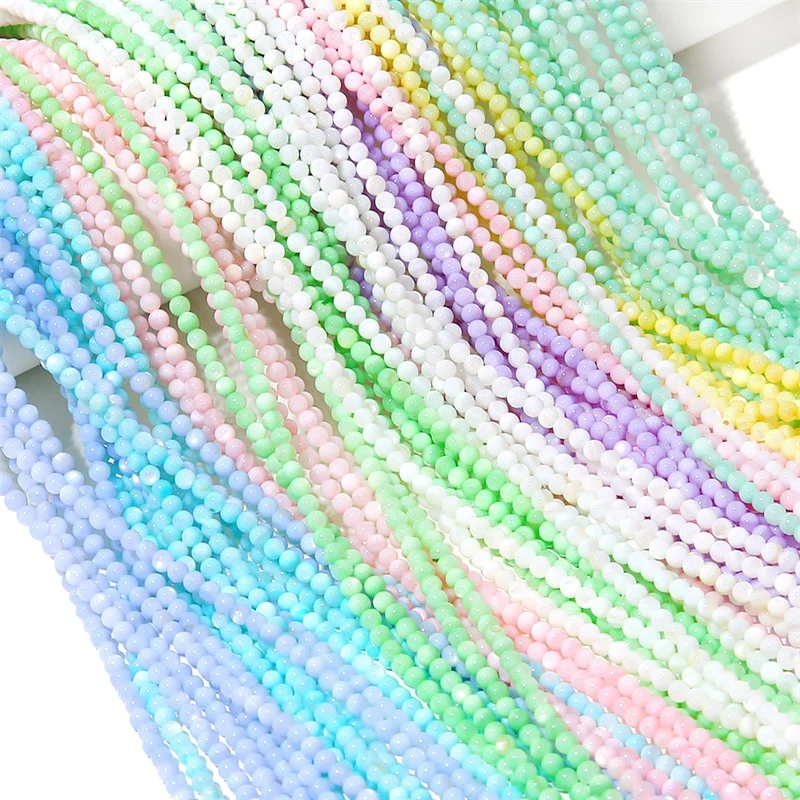 high quality 3mm colorful round shape beads 125pcs /bag  natural freshwater shells beads for jewelry making