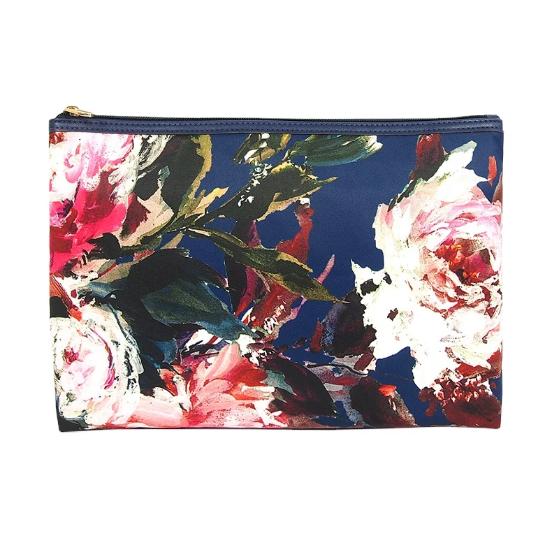 Classic style polyester cosmetic bag flower fabric cosmetic bag large medium and small bag zipper style global hot sale