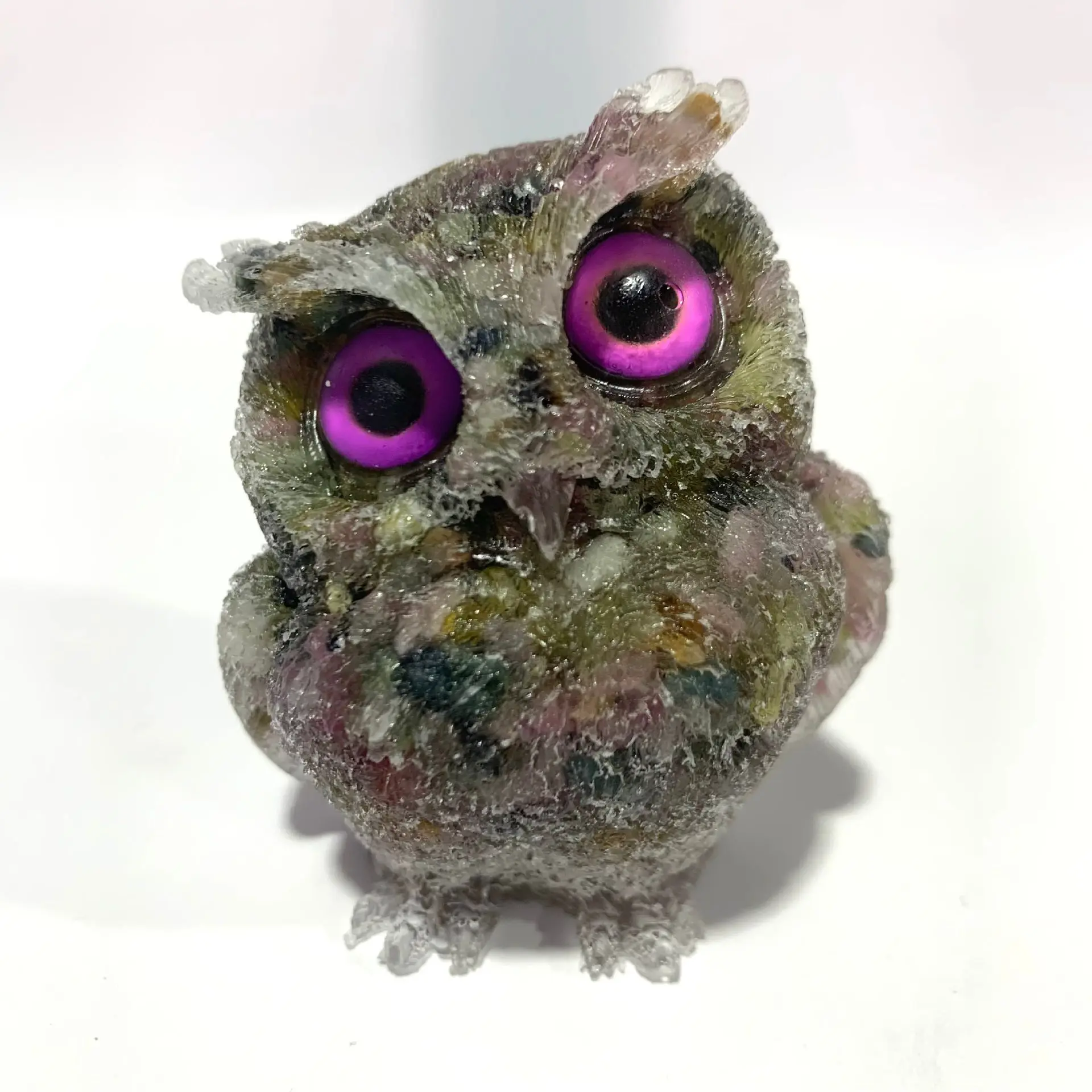 2024 Factory price healing crystal rose quartz apatite mookaite tiger eye stone resin owls for sale