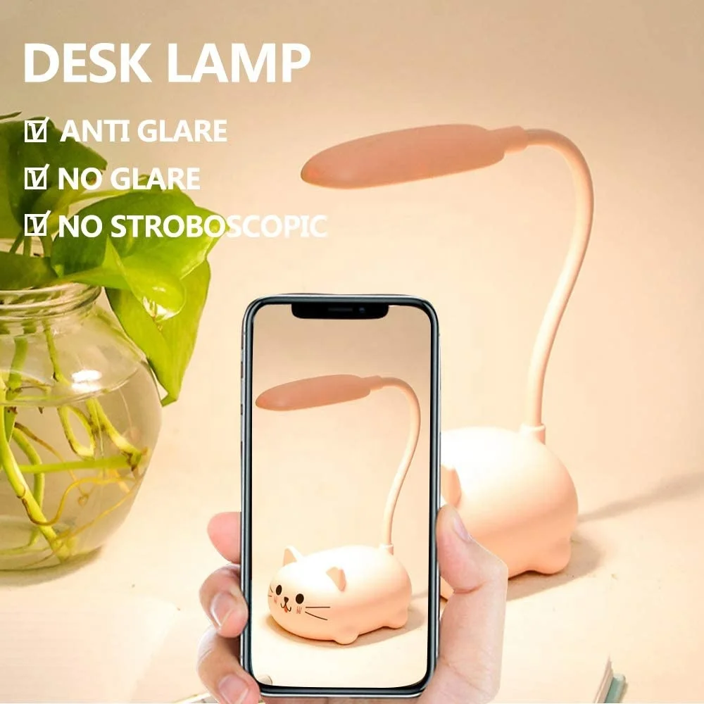 USB Rechargeable Folding Table Lamp Gooseneck Hose Study Office Reading Light Led Eye-Caring Table Lamp