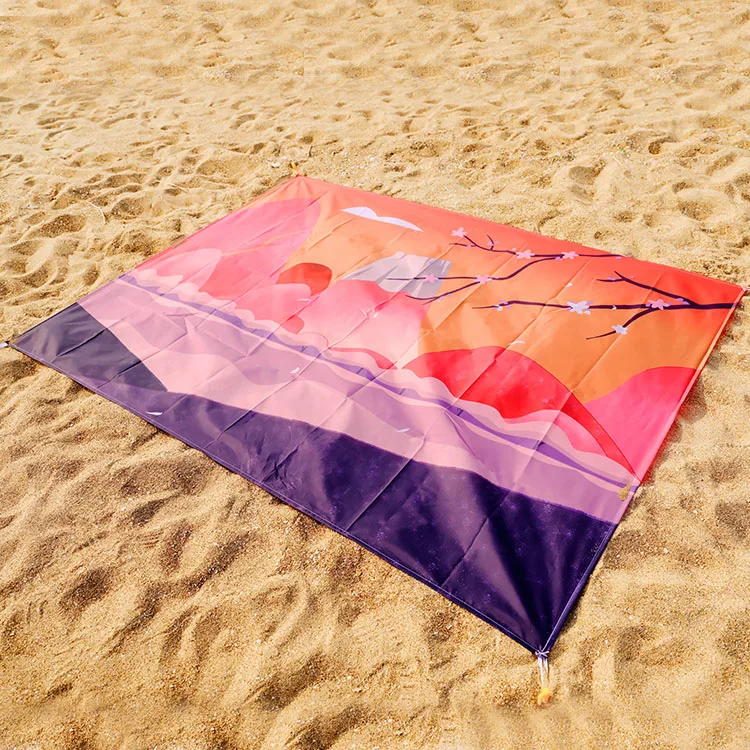 Customized Foldable  Sand proof Water proof Heat Resistant Outdoor Sand Blanket Beach Mat on Sale