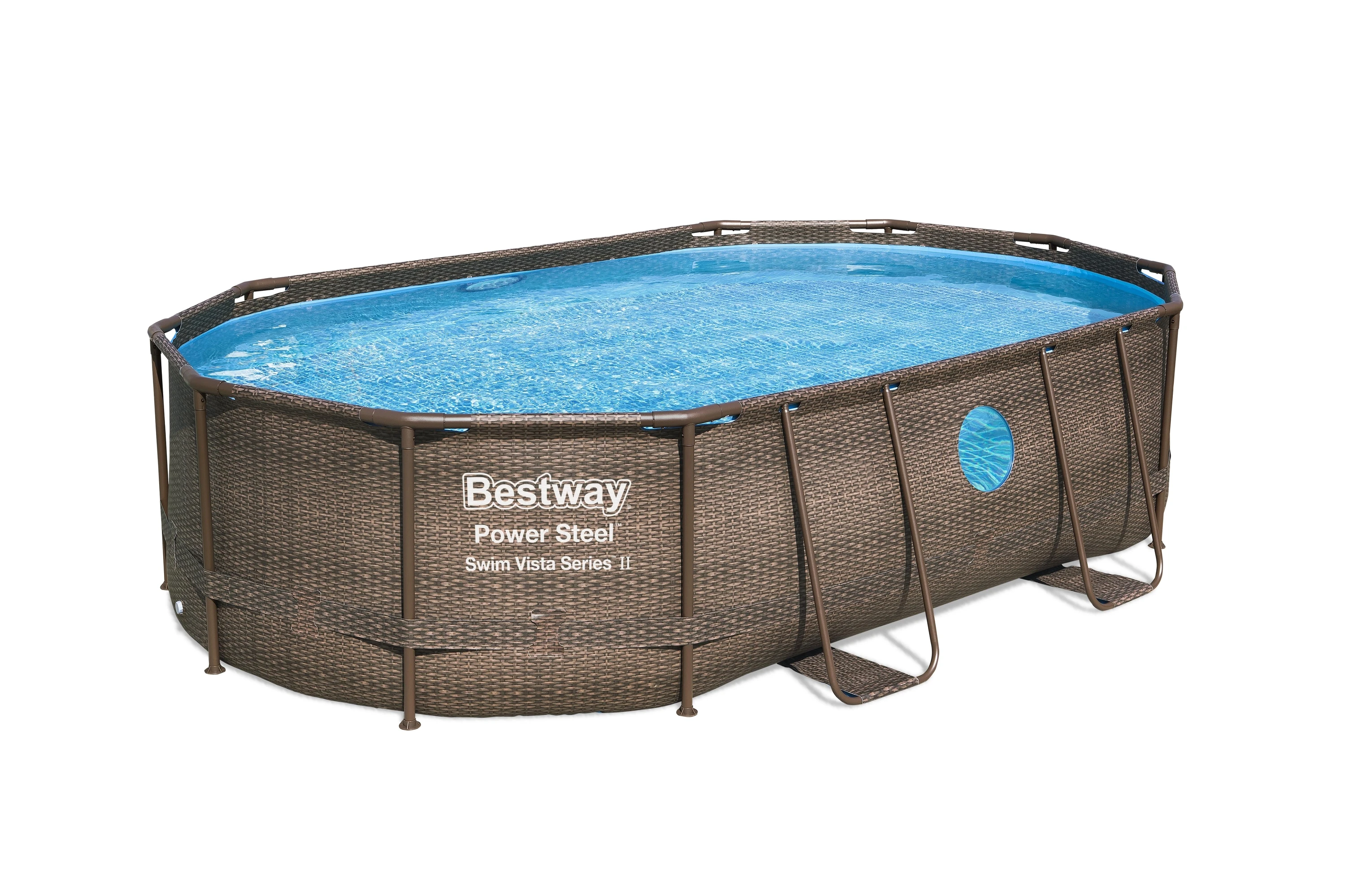 Best way 56946 4.88m x 3.05m x 1.07m portable oval outdoor above ground Steel Frame swimming pool suits with 2 swim vista