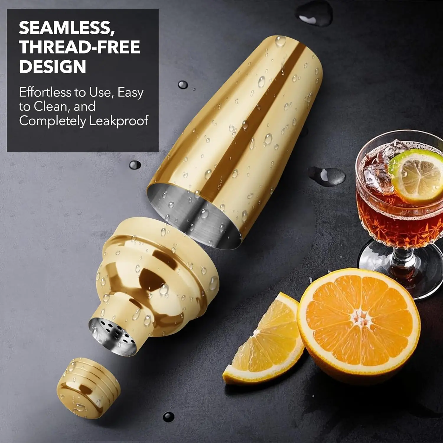 Wholesale Bar Tools Colorful  Glitter Martini Stainless Steel Oxygen Cocktail Frozen Machine Cocktail Shaker Color Gift Box