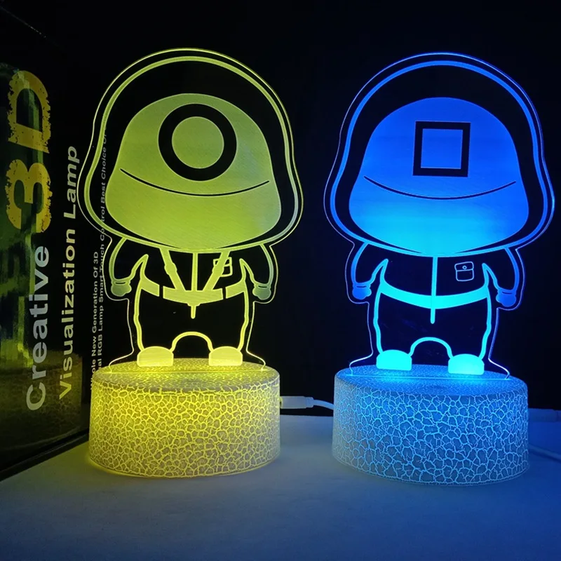 2021 Hot Korean Thriller TV Series Horror Squid Game 3D night light squid game illusion lamp for