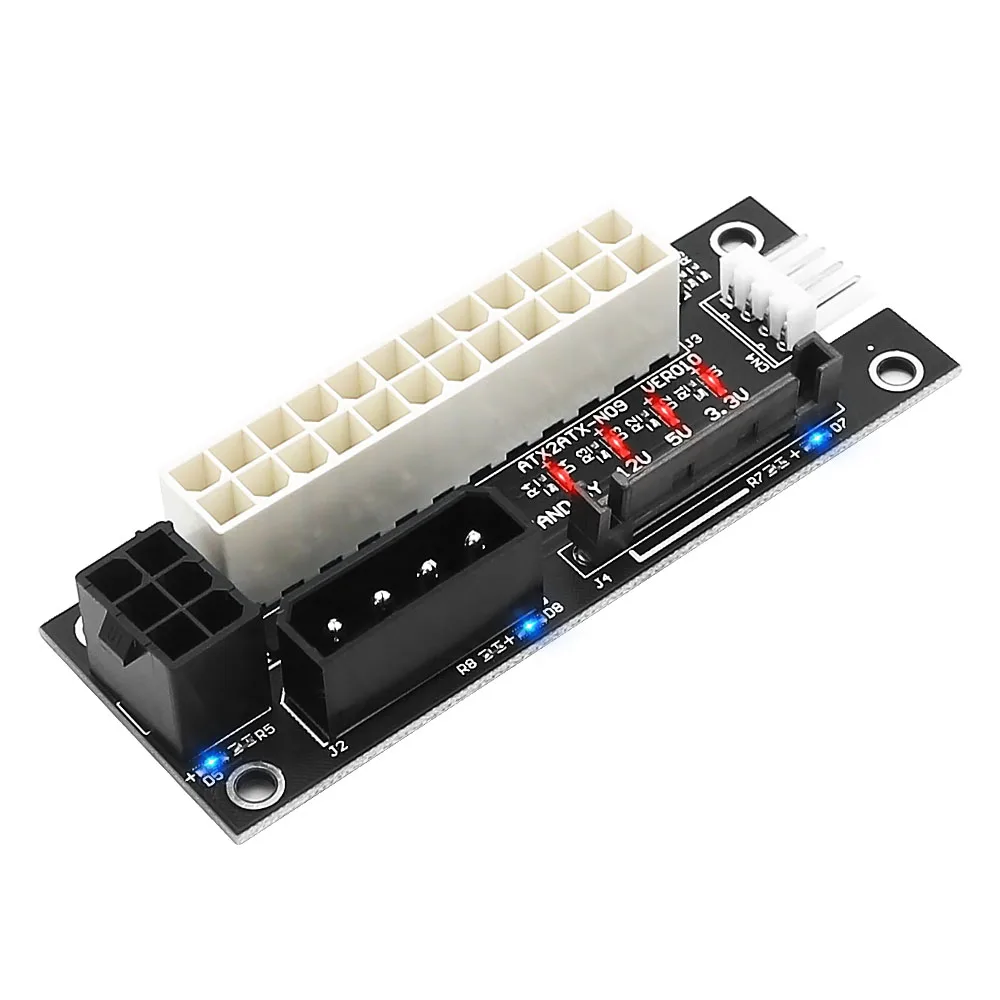ADD2PSU Power Supply Connector 4 in 1 Molex 24Pin SATA ATX 6Pin  Dual PSU Multiple Power Supply Adapter