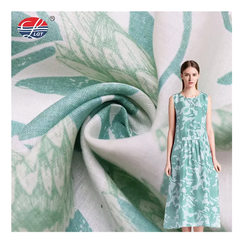Custom New Design Quality Soft Woven 150gsm 100% Linen Material Printed Fabric For garment